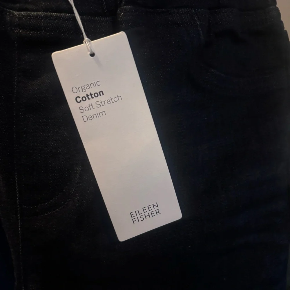 Eileen Fisher Navy Stretch Denim Organic Cotton Petite Size 2P - Picture 9 of 11